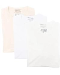 Maison Margiela - T-shirt in cotone bianco pacco da tre - Lyst
