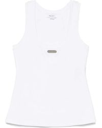 McQueen - Tops ,Wit ,Katoen Witte Geribbelde Tanktop Met Logoplaat - Lyst