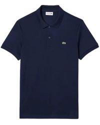 Lacoste - Tops ,Blauw ,Polo Met Korte Mouwen En 2 Knopen - Lyst