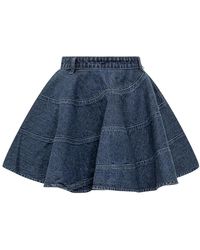 Self-Portrait - Uitlopende Denim Mini Rok - Lyst