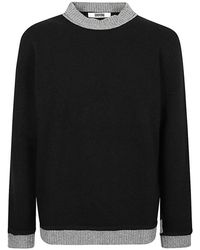 Grifoni - Bicolor wollpullover mit rundhalsausschnitt - Lyst
