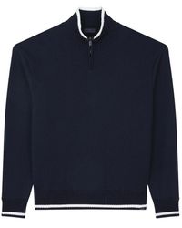 Paul & Shark - Truien & Vesten ,Blauw ,Wol Zachte Cool Touch Sweater Met Halve Rits - Lyst