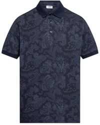 Etro - Tops ,Blauw ,Katoen Katoenen Polo Met Decoratief Patroon - Lyst