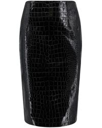 Versace - Falda de cuero negra de cintura alta - Lyst