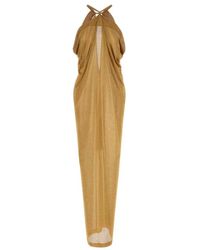 Alberta Ferretti - Gedrapeerde Maxi Jurk Met Lurex - Lyst