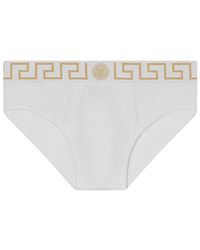 Versace - Ondergoed ,Wit ,Katoen Slip Low Rise Onderbroek - Lyst