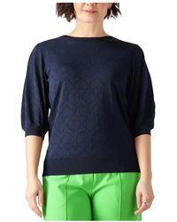 Jansen Amsterdam - Blauwe Korte Mouw Stijlvolle Top - Lyst