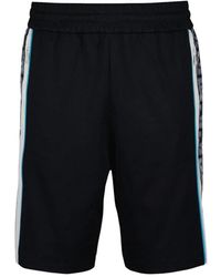 Fendi - Blaue jersey bermuda shorts mit weißen ff-streifen - Lyst