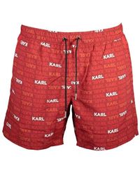 KARL LAGERFELD - Badmode ,Rood ,Polyester Rosso Poliestere Zwembroek - Lyst