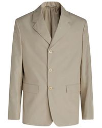 Prada - Kostuums ,Triangle Logo Single-Breasted Blazer - Lyst