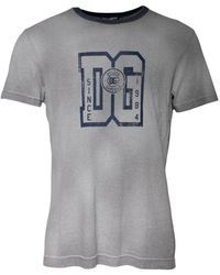 Dolce & Gabbana - Graues baumwoll-logo-print-rundhals-t-shirt - Lyst