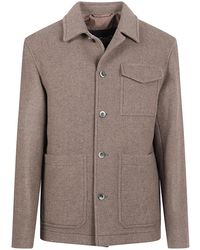 Herno - Woll-Twill-Jacke Mit Druckknopf - Lyst
