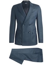 HUGO - Slim Fit Wol Double-Breasted Pak Blauw - Lyst