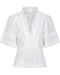 Neo Noir - Overhemden ,Wit ,Katoen Witte Voile Top Met Lintdetails - Lyst