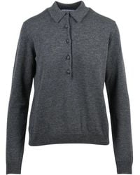 Alpha Studio - Tops ,Grijs ,Wol Polo Van Gebreide Stof - Lyst