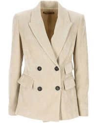 D.exterior - Dubbelrijige Blazer Met Corduroy-Effect - Lyst