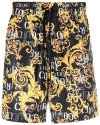 Versace - Shorts con stampa barocca e vita elastica - Lyst