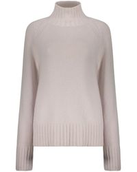 Max Mara - Truien & Vesten ,Grijs ,Wol Geribbelde Wol Kasjmier Turtleneck Sweater - Lyst