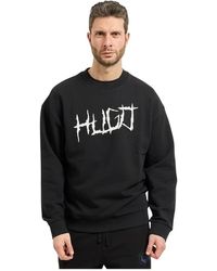 HUGO - Sweatshirt Van Katoenfleece Met Logolabel - Lyst