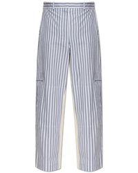 Stella McCartney - Broeken ,Blauw ,Katoen Oversized Cargo Broek Met Gemengde Strepen - Lyst