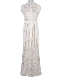 Fabiana Filippi - Vestido largo de seda estampada blanca - Lyst