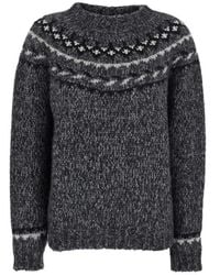 P.A.R.O.S.H. - P.A.R.O..H. ,Truien & Vesten ,Grijs ,Fair Isle Crew Neck Sweater - Lyst