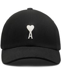 Ami Paris - Accessoires ,Zwart ,Katoen Ami De Coeur Felt Cap - Lyst