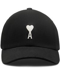 Ami Paris - Accessoires ,Zwart ,Katoen Ami De Coeur Felt Cap - Lyst