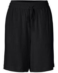 SELECTED - Korte Broeken ,Zwart ,Linnen Zonshorts - Lyst