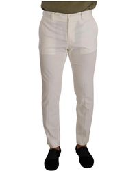 Dolce & Gabbana - Broeken ,Wit ,Katoen Katoenen Corduroy Slim Fit Broek - Lyst