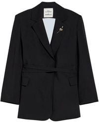 Marella - Jassen ,Zwart ,Leer Cutout Blazer - Lyst