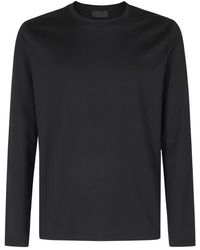 Dondup - Tops ,Zwart ,Katoen Regular-Fit T-Shirt Met Ronde Hals - Lyst