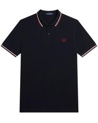 Fred Perry - Tops ,Zwart ,Marino Twin Tipped Polo Shirt - Lyst