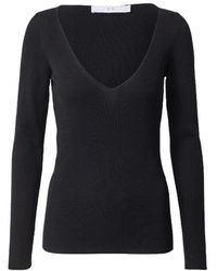 IRO - Truien & Vesten ,Zwart ,V-Hals Geribbelde Trui - Lyst