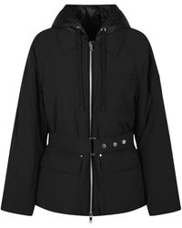 Moose Knuckles - Jassen ,Zwart ,Nylon Tegan Parka Met Riem 3/4 Lengte Donsjack - Lyst