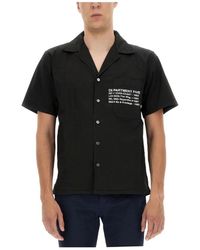 Department 5 - Overhemden ,Zwart ,Katoen Hawaiian Shirt Met Logo Print - Lyst
