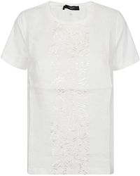 Weekend by Maxmara - Camiseta blanca bordada étnica de algodón - Lyst
