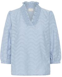 Kaffe - Weiche chambray-bluse mit rüschendetail - Lyst