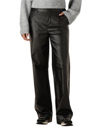 Object - Broeken ,Zwart ,Wijde Coated Broek Voor Stijlvolle Herfst/Winter - Lyst