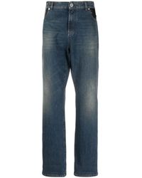 Balmain - Gerade geschnittene jeans mit taschen aus leder - Lyst