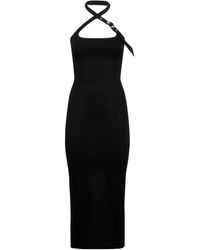 The Attico - Zwarte Midi Jurk Met Halternek - Lyst
