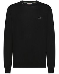 Sun 68 - Truien & Vesten ,Zwart ,Polyester Basic Sweater Met Lange Mouwen - Lyst