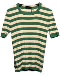 Roberto Collina - Truien & Vesten ,Veelkleurig ,Katoen Gestreept Groen/Natuurlijk T-Shirt - Lyst