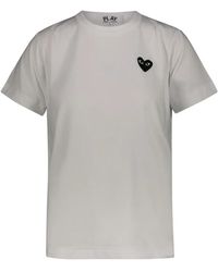 Comme des Garçons - Maglietta nera in cotone con cuore ricamato - Lyst