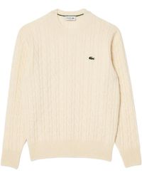 Lacoste - Eleganter winterpullover mit geflochtenen details - Lyst