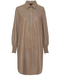 Btfcph - Kleedjes ,Leer A-Shape Jurk Met Smock Skind - Lyst