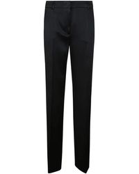 Alberta Ferretti - Schwarze hose aus seidenmischung mit reißverschluss,graue satin-zip-hose - Lyst
