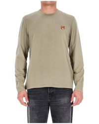 Maison Kitsuné - Tops ,Groen ,Katoen Fox Head Regular T-Shirt - Lyst