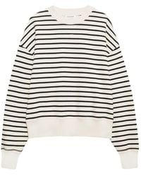 Anine Bing - Gestreepte Witte Katoenen Sweatshirt Dean - Lyst