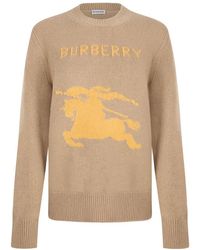 Burberry - Truien & Vesten ,Wol Ruiter Logo Wol Trui - Lyst